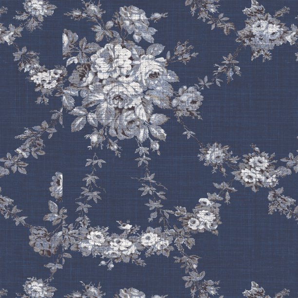 Waverly Inspirations 100 Cotton Duck 45" Width DisFloral Navy Color