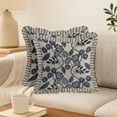 thumbnail image 2 of Vargottam Floral Pattern Design, Decorative Cushion Covers 16x16 - 100% Cotton Twill Set of 2 with Ruffle Edges, Farmhouse Print, Concealed Zipper Closure, No Fillers, 2 of 6