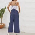 thumbnail image 6 of Mrat One-Piece Jumpsuits Trendy Women Casual Sold Color Shoulder Button Suspender Jumpsuits Wide Pocket Leg Pant Overalls for Women Casual Summer S-107 Navy XXL, 6 of 6