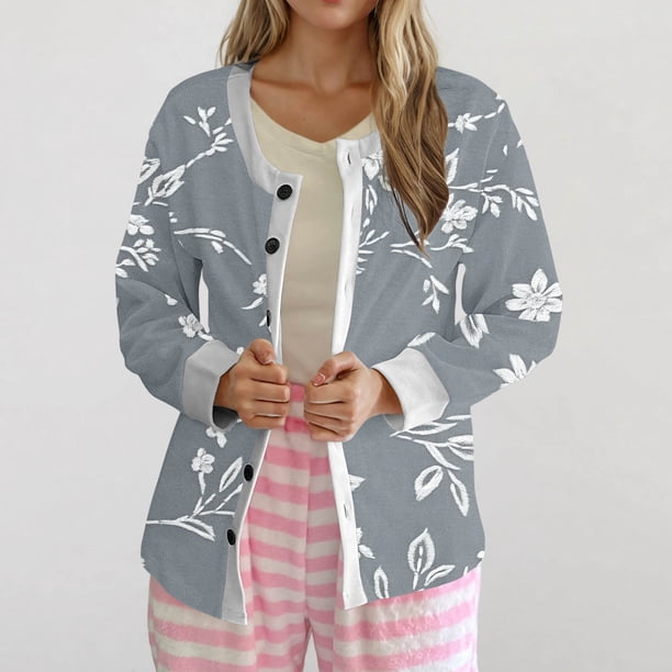 Puntoco Chaqueta Tipo Cárdigan Informal Con Botones Y Estampado Navideño Para Mujer