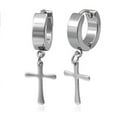 thumbnail image 2 of Stainless Steel Earrings Ear Clamp With Chain Cross Pendant Earrings, 2 of 6