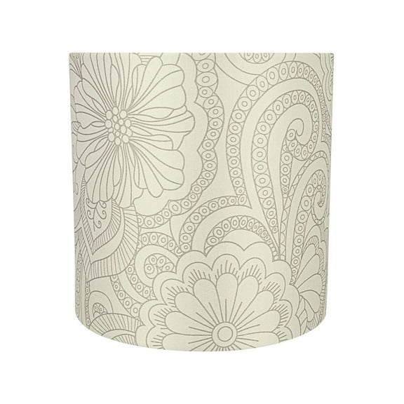 Aspen Creative 58305 Transitional Drum (Cylinder) Shape UNO Construction Lamp Shade in White & Grey, 8" Wide (8" x 8" x 8")
