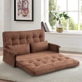 thumbnail image 5 of GAOHAPY Home Modern Corduroy Foldable and Adjustable Sleeper Sofa with 2 Pillows, Brown, 5 of 7