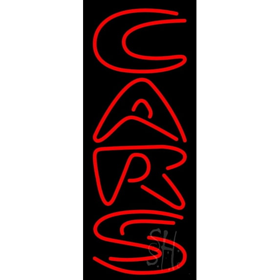 Vertical Cars LED Neon Sign 13 x 32 - inches, Clear Edge Cut Acrylic Backing, with Dimmer - Bright and Premium built indoor LED Neon Sign for automotive store, and mall.