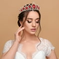 thumbnail image 3 of EeaseCA Couronne de Mariée Baroque Rétro Coiffe de Mariage Couvre-Chef Fête Accessoires pour Cheveux pour Femmes Femme (Rouge et Doré), 3 of 7