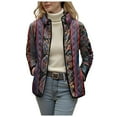 thumbnail image 6 of felwors Women's Reversible Paisley Quilted Cotton Coat, Stand Collar Lightweight Loungewear, Fall Winter Outerwear Suitable for Middle-Aged and Senior Women Brick Red, XL, 6 of 8
