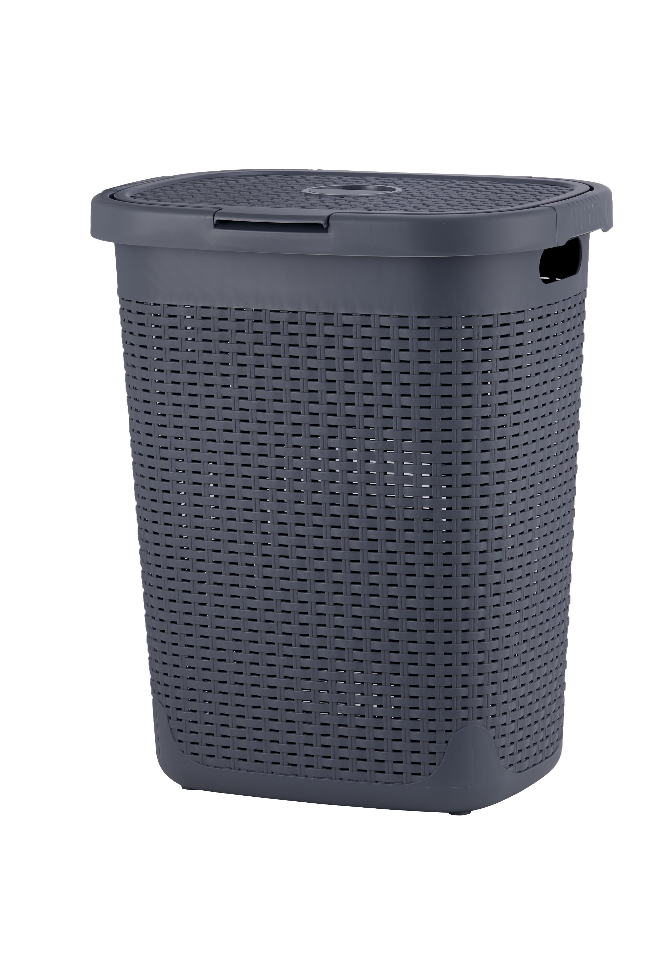 Laundry Basket, Laundry Hamper with Lid, 50liter Deluxe Wicker Style
