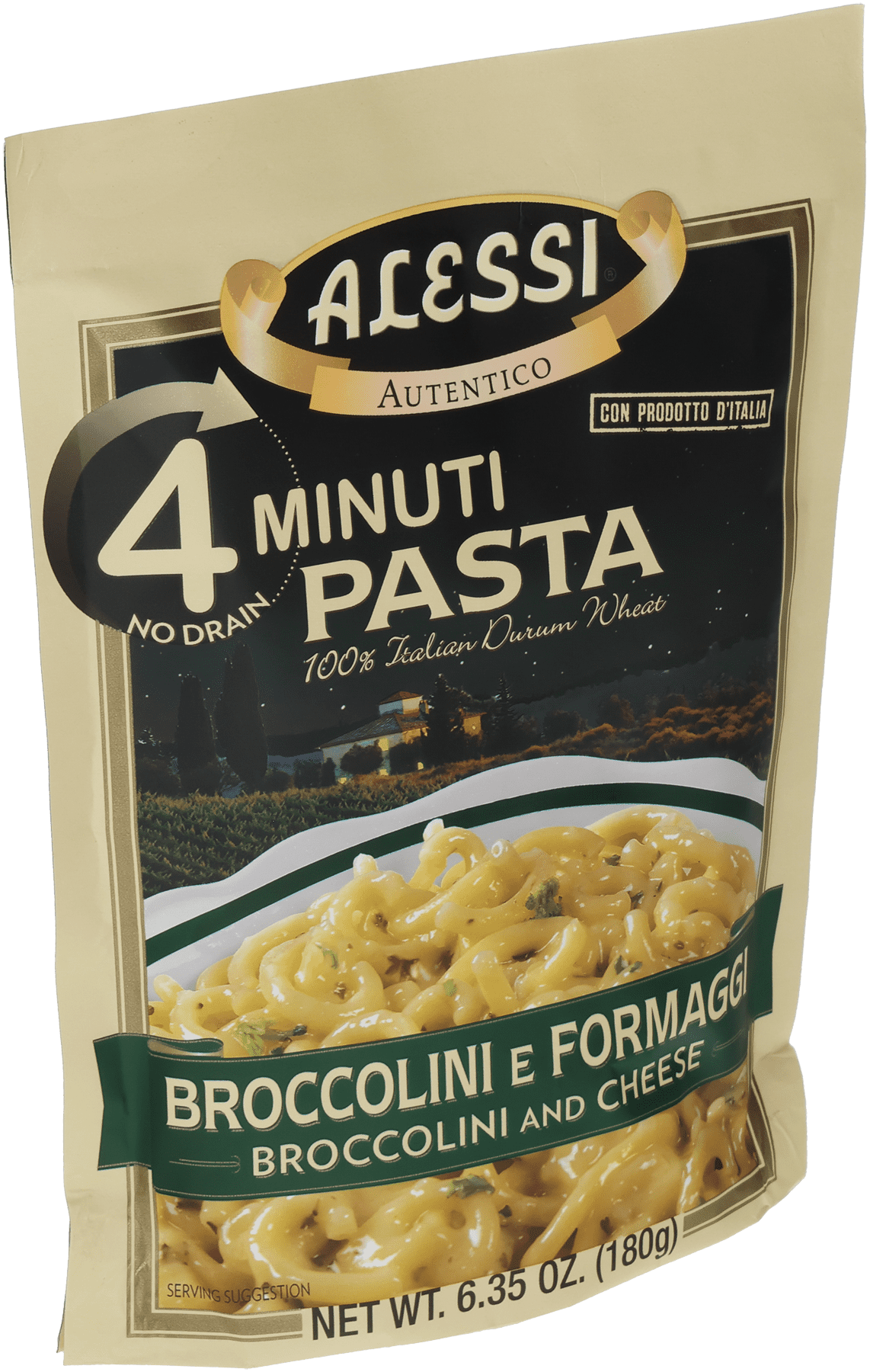(4 pack) Alessi Pasta Broccoli e Formaggi 6.35 oz Shelf Stable