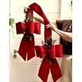 thumbnail image 3 of Santa Hat and Bow Ribbon Christmas Tree Ornament Set, Classic Festive Tree Topper Decor, Reusable Holiday Mantel Centerpiece for Home Christmas Decoration, 3 of 3