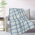 thumbnail image 2 of XMXT Throw Blankets, Blue Plaid Lines Retro Prints Bed Blanket for Bedroom Sofa, 50 x 70 inches Blue, 2 of 9
