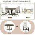 thumbnail image 2 of 5-Piece Retro Functional Dining Set Round Leaf Table Beige, 2 of 5