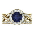 thumbnail image 2 of Clara Pucci 18K Yellow Gold Round Cut 1Ct Simulated Blue Sapphire Engagement Ring + Matching Band - Luxury Box Included, 2 of 7