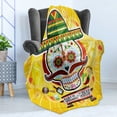 thumbnail image 4 of Day of the Dead Soft Flannel Fleece Blanket, Mexican Sugar Skull with Tacos and Chili Pepper November 2nd Colorful Art Print, Cozy Plush for Indoor and Outdoor Use, 50" x 60", Yellow, by Ambesonne, 4 of 5