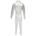 thumbnail image 3 of Ticikt Girls Shiny Metallic Neck Unitard Long Sleeve One Piece Zip Up Bodysuit Dance, 3 of 5