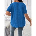 thumbnail image 4 of Yesfashion Womens Elegant Plus Size Summer Short Sleeve Sweaters Tops V Neck Cable Knit Lightweight Shirts, 4 of 5