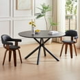 thumbnail image 4 of 47.25''Round Coffee Table with 4 Crossed Legs, Modern and Stylish Low Dining Table with Metal Base for Kitchen, Dining Room, Cafe, Black, 4 of 7