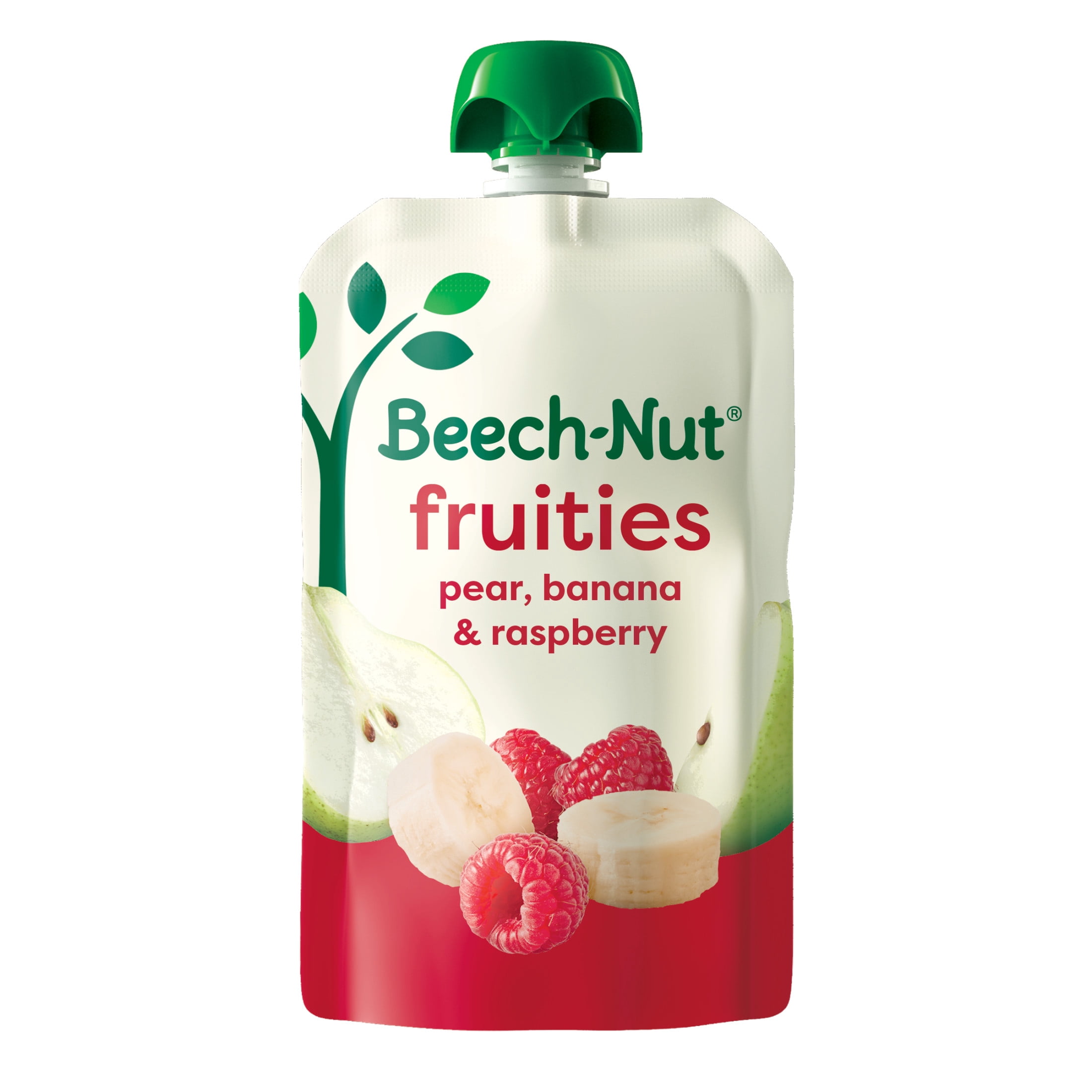 (12 pack) Beech-Nut Baby Food Stage 2 Pear Banana & Raspberry 3.5 oz Pouch