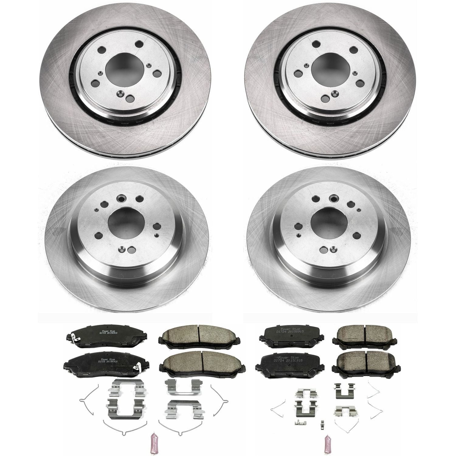 PowerStop Front and Rear Stock Replacement Brake Pad and Rotor Kit Fits: HONDA Select Models KOE7576