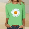 thumbnail image 2 of GEWSEY Womens Summer Tops Fashion Cute Daisy Print Shirts 3/4 Sleeve Casual Crewneck T Shirt Trendy Plus Size Tunic Blouses Green, XXL, 2 of 5