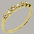thumbnail image 2 of LBG British Made 10k Yellow Gold Ring with Natural Diamond & Pink Tourmaline Womens Eternity Ring - 33 size options - Size 4, 2 of 9