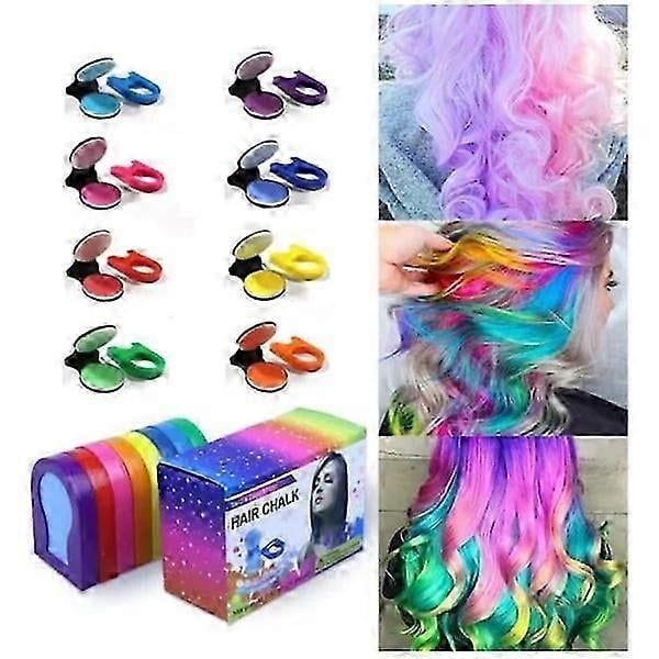 Hair Chalk for Kids 8-Color Non-Sticky Washable Hair Dye for Kids Hair Chalk for Girls with Dark Hair
