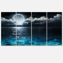 Designart 'Romantic Full Moon Over Sea ' Seascape Canvas Art Print