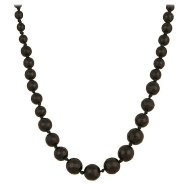 Ratnavali Jewels Black Color Agate Natural Stone Beads Strand Jewelry Necklace Women