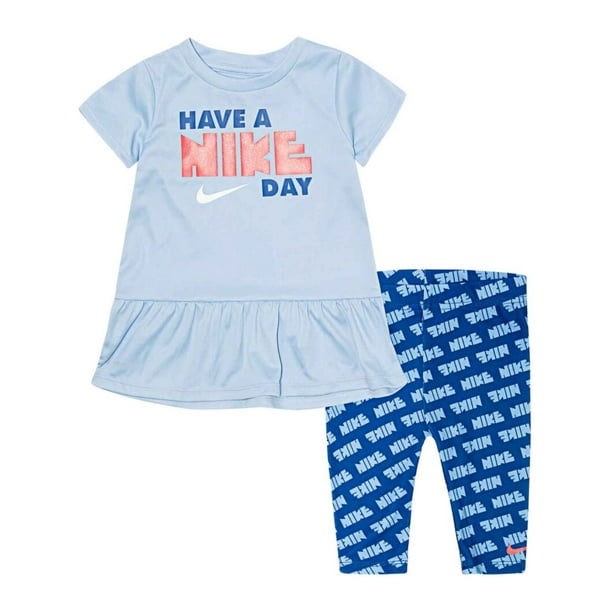 Nike Infant Girls Outfit Blue Tunic Top DriFit Shirt & Leggings Set