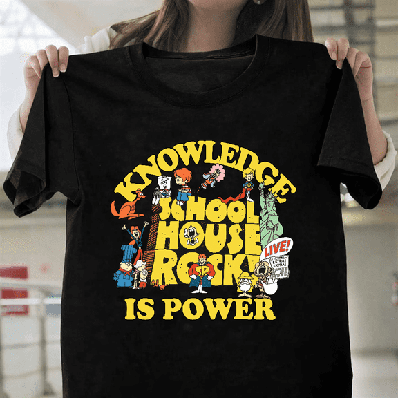 Schoolhouse Rock Knowledge Is Power Retro Vintage Art Unisex T-Shirt, up to size 3XL.