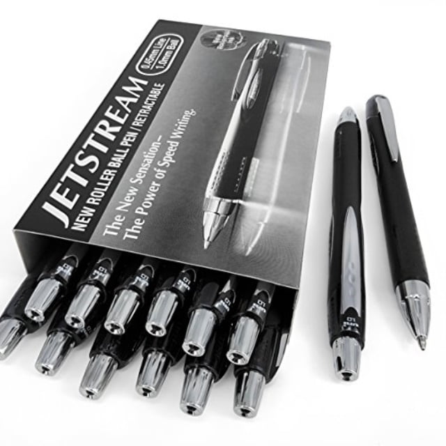 1 x BLUE UNI-BALL JETSTREAM SX-210 PREMIUM ROLLERBALL PEN 1.0 POINT BLACK BODY