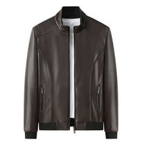 Durtebeua Bomber Jacket Men Motorcycle Lapel Zip-Up Blet Slim Fit Coat Leather Jackets for Men