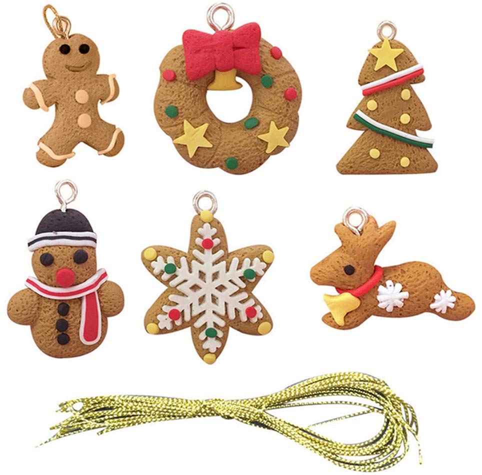 6 Pcs Christmas Clay Figurine Ornaments Gingerbread Man Ornament