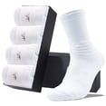 thumbnail image 3 of LWFBDTK Crew Athletic Socks, 4-Pairs, Moisture-Wicking Cushioned Sport Socks, Size L (9-12.5), White, 3 of 7