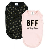 Luvable Friends Dog Pet Dog and Cats Cotton T-Shirts 2pk, Bff Hearts, X-Large