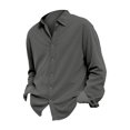 thumbnail image 6 of Men's Corduroy Button Down Shirt Casual Long Sleeve Loose Fit Square Neck Thick Cotton Shirt for Fall Winter Outdoor Daily Wear Dark Gray XL, 6 of 7