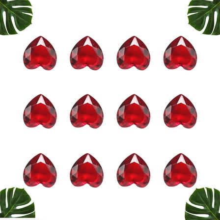 FELTECHELECTR 10Pcs Heart Shaped Glass Ornament Red Valentine's Day Glass Decoration Wedding Home Decor