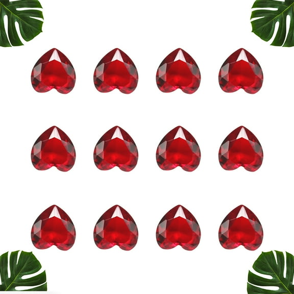 FELTECHELECTR 10Pcs Heart Shaped Glass Ornament Red Valentine's Day Glass Decoration Wedding Home Decor