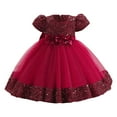 thumbnail image 3 of Flower Girl Dress Kids Lace Applique Pageant Gown Prom Dresses #Brick Red 18-24 Months, 3 of 4