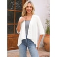 thumbnail image 3 of DARING DIVA Women's 3/4 Sleeve Open Front Loose Cover Ups Lightweight Shrug L White, 3 of 8