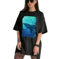 thumbnail image 3 of Plus Size Shirt for Women Black Tops for Women Short Sleeves Shirt for Women Sharks T Shirt Crewneck Shirt for Women 2XL, 3 of 5