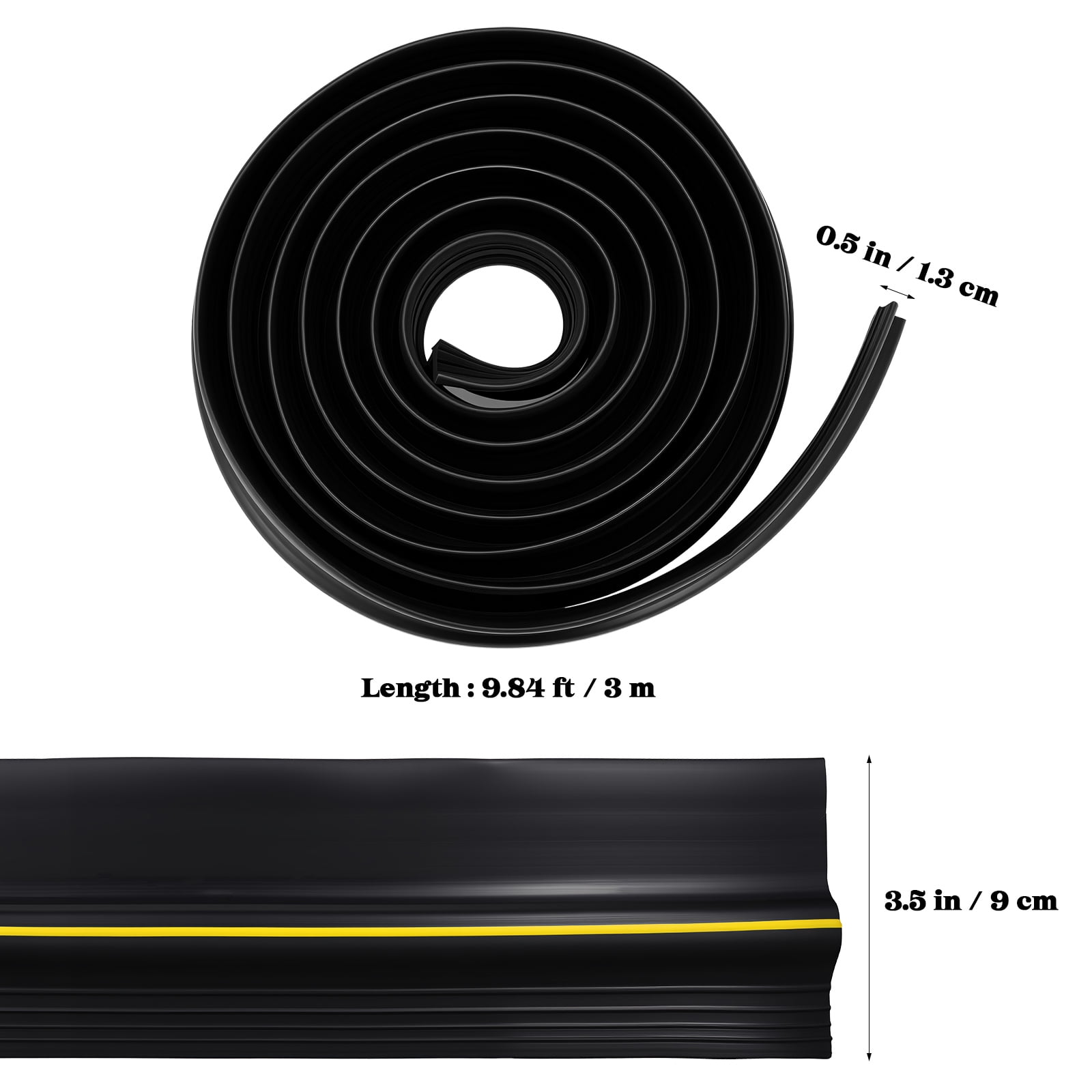 HONMEET Black Rubber Garage Door Bottom Seal Weatherproof Strip for Noise Reduction and Draft