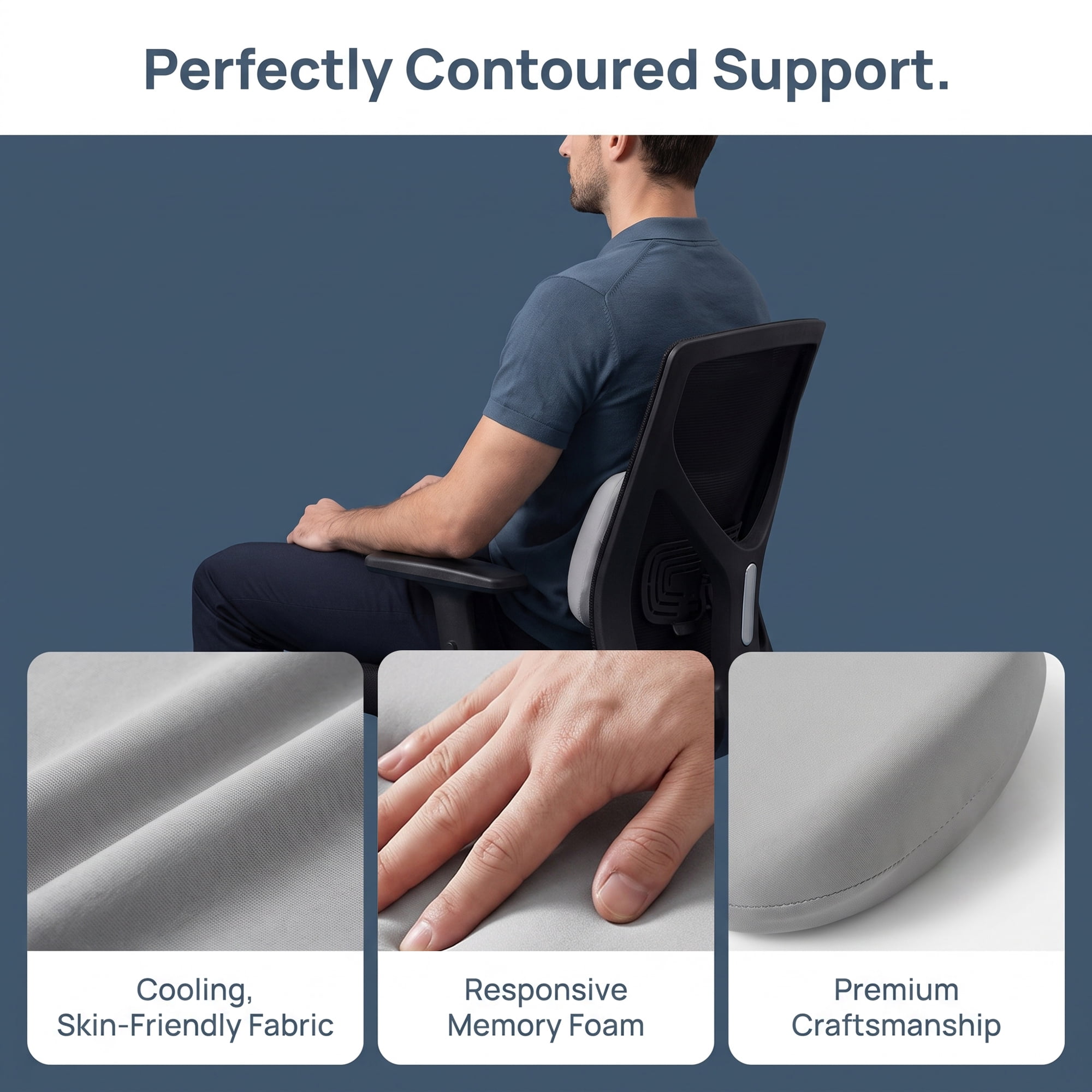 Unique Bargains Lumbar Support Pillow Cotton Back Support Light Gray 15.7" x 8.7" x 2.4"