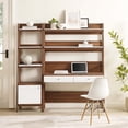 thumbnail image 5 of Modway Bixby 2-Piece Wood Office Desk and Bookshelf - Walnut/White, 5 of 5