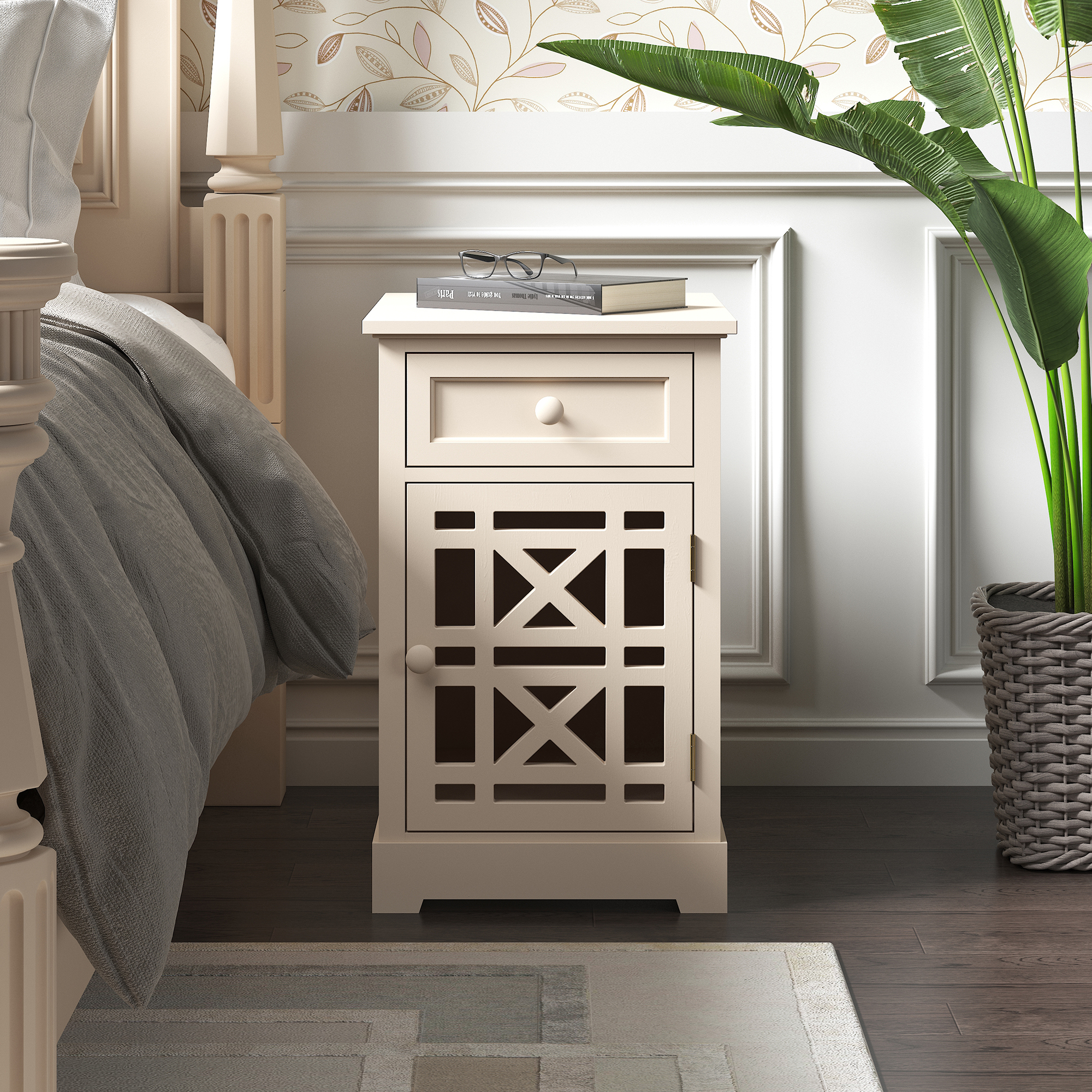 Side Table with USB Port and Storage Drawers, Entryway Console Table