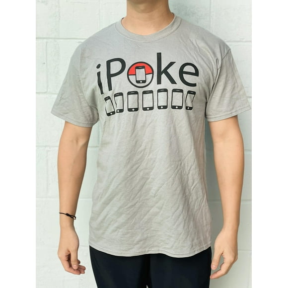 Pikachu Men Pokemon T-shirt I Poke short sleeves T-shirt Grey M