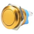 thumbnail image 4 of Interruptor de botón de metal Acero inoxidable 16 mm Cabeza redonda plana Impermeable Autoreinicio Potencia 220 V (Amarillo), 4 of 14