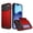 Red, variant on for iPhone 17 Pro Hybrid 2 In 1 Case with Sliding Back Cover, Card Holder Drop Protective Dual Layer Shockproof Hidden Card Slot Slim Wallet Case for iPhone 17 Pro for Women & Men, Silver
