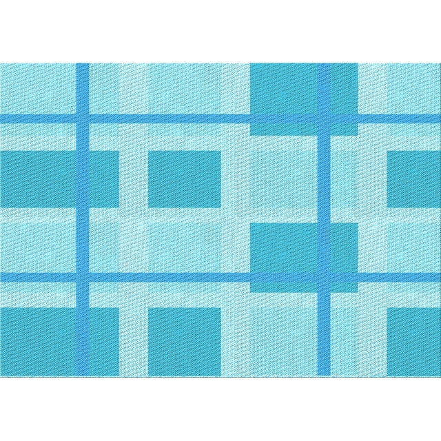 Ahgly Company Machine Washable Indoor Rectangle Transitional Bright Turquoise Blue Area Rugs, 2' x 4'