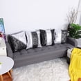 thumbnail image 2 of PiccoCasa 4 Pack Polyester Throw Cushion Cover for Sofa Bed, 18"x18", Black Silver, 2 of 7