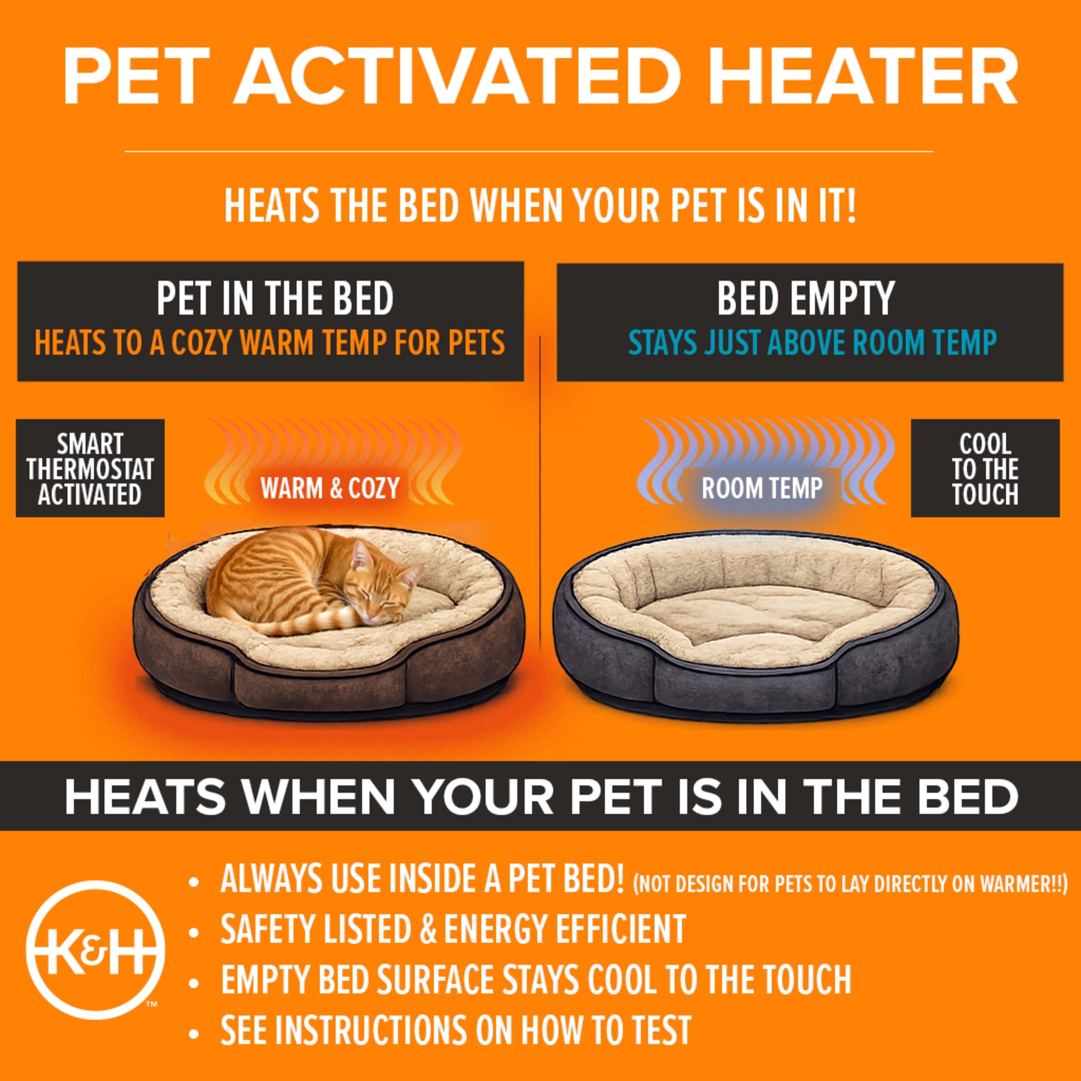 K&H Pet Products Pet Bed Warmer for Cats & Dogs Gray Small 8.5 X 9 Inches